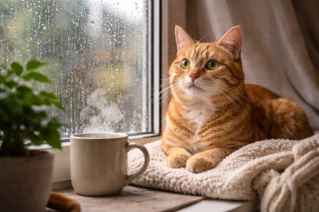 Comportamento dei gatti quando piove