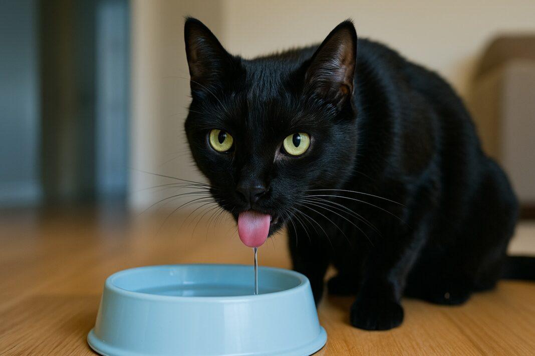 Gatto che beve troppo