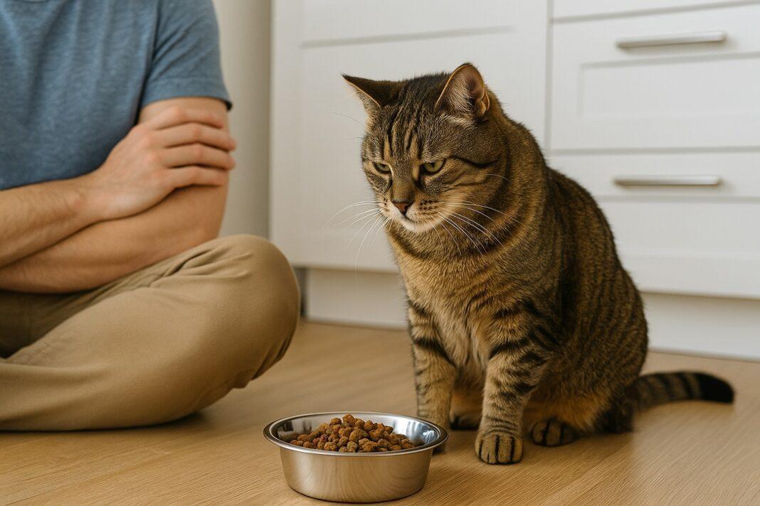 Gatto che finge di non avere fame Gatto che finge di non avere fame