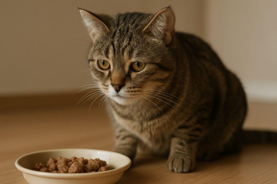 Gatto che mangia meno