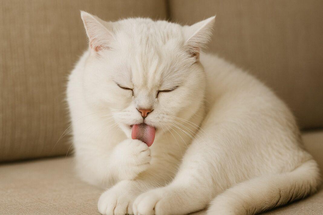 Gatto che si lecca compulsivamente Gatto che si lecca compulsivamente