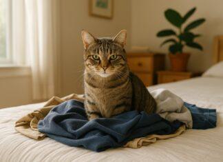 Gatto che si siede sulla tua roba