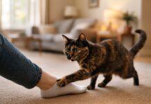 Gatto che ti tocca con la zampa e poi scappa: gioco o test sociale? Gatto che ti tocca con la zampa e poi scappa