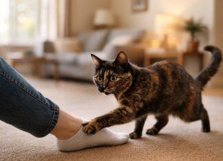 Gatto che ti tocca con la zampa e poi scappa