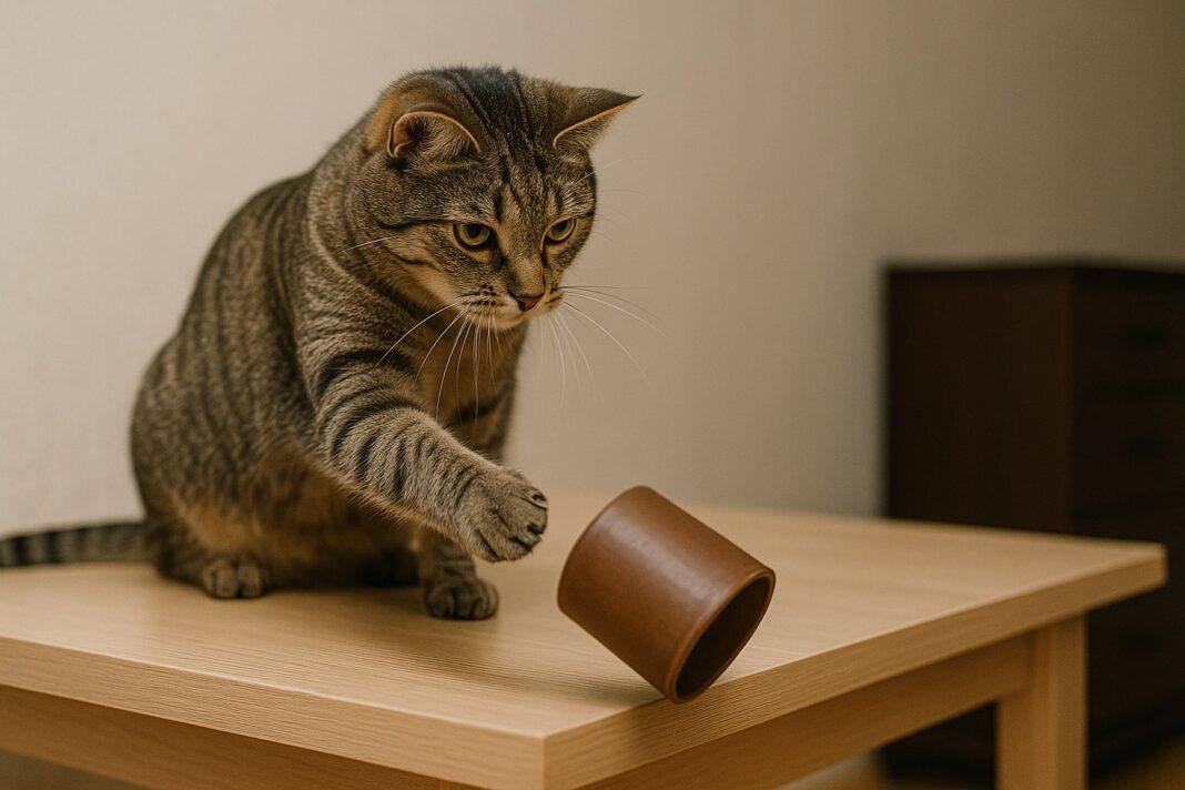 Perché i gatti buttano gli oggetti dal tavolo