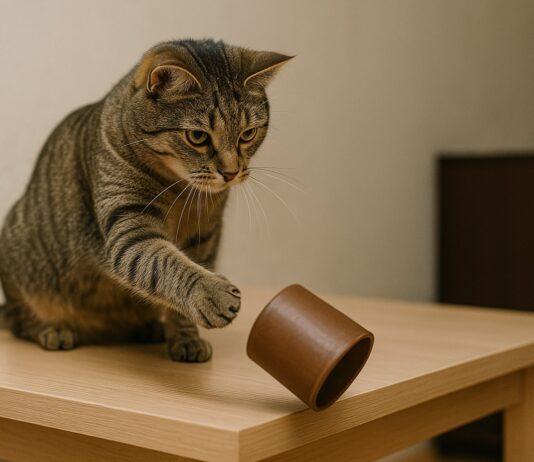 Perché i gatti buttano gli oggetti dal tavolo