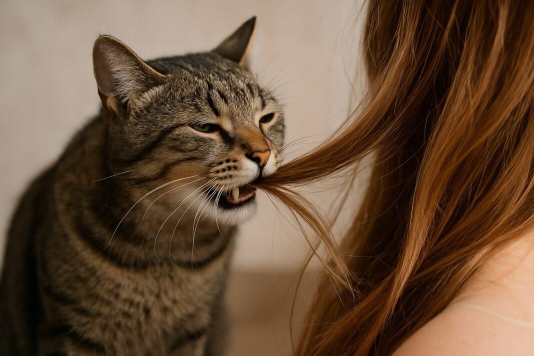 Perché i gatti mordicchiano i capelli Perché i gatti mordicchiano i capelli