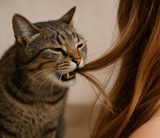 Perché i gatti mordicchiano i capelli? Scopri il motivo Perché i gatti mordicchiano i capelli