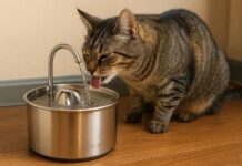 Il gatto beve poco? 12 strategie efficaci per farlo bere di più gatto che beve dalla fontanella