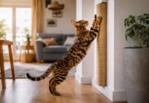 Come creare un tiragraffi verticale occupando pochissimo spazio Come creare un tiragraffi verticale