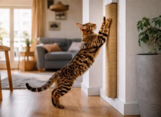 Come creare un tiragraffi verticale occupando pochissimo spazio Come creare un tiragraffi verticale