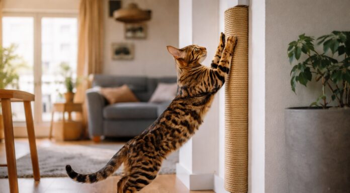 Come creare un tiragraffi verticale occupando pochissimo spazio Come creare un tiragraffi verticale