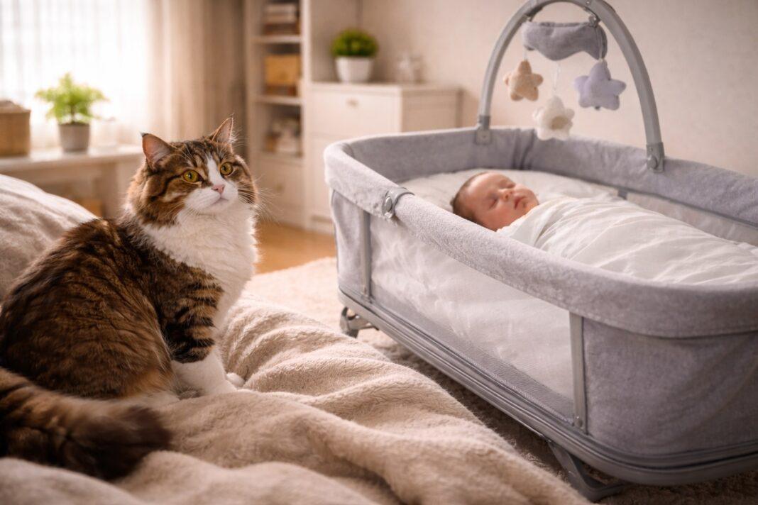 Gatto e neonato miti Gatto e neonato miti