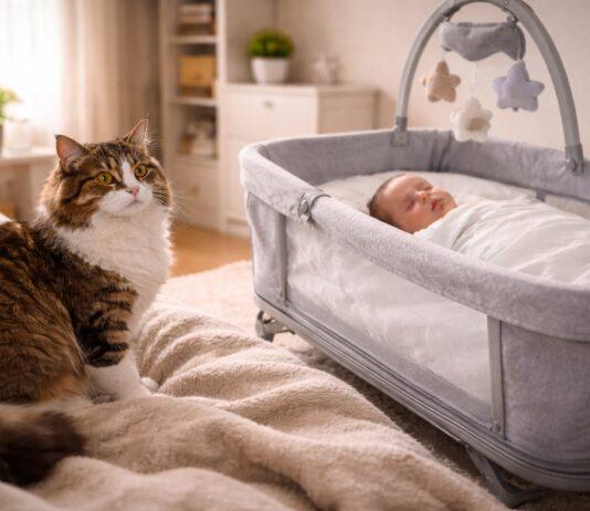 Gatto e neonato miti