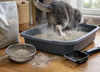Ridurre la polvere della lettiera senza cambiare marca Ridurre la polvere della lettiera
