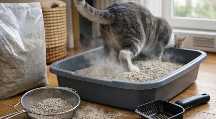 Ridurre la polvere della lettiera senza cambiare marca Ridurre la polvere della lettiera