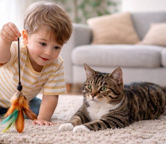 Gatto e bambini in età prescolare