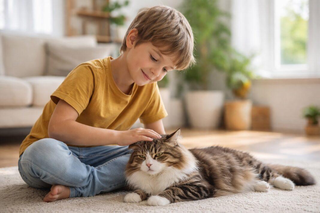 Gatto e bambini in età scolare Gatto e bambini in età scolare