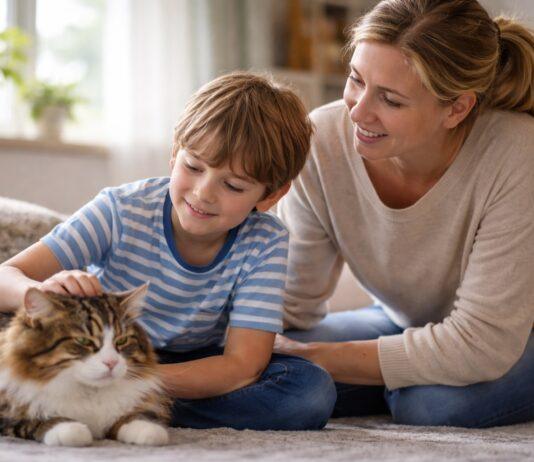 Gatto e bambini in età scolare guida