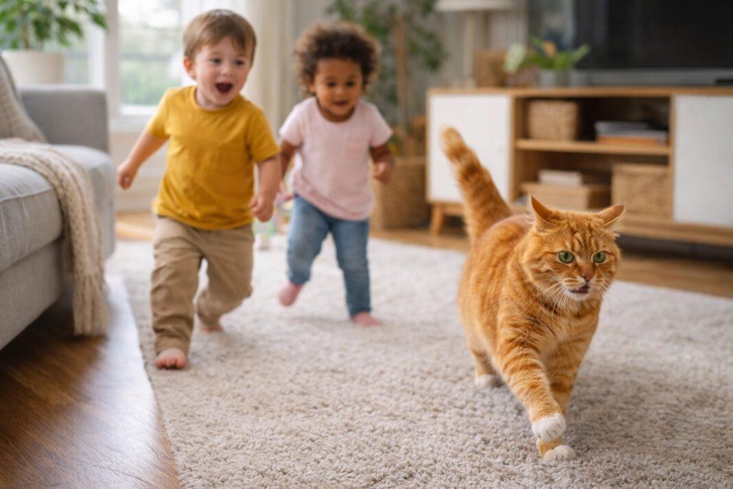 Gatto e bambini piccoli Gatto e bambini piccoli