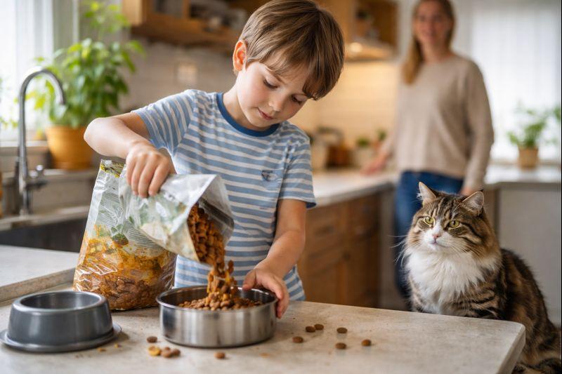 Responsabilizzare un bambino nella cura del gatto Responsabilizzare un bambino nella cura del gatto