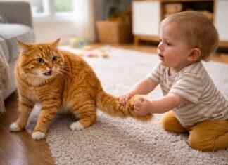 Quando il bambino tira coda e baffi: come proteggere il gatto (e il bambino) bambino tira coda e baffi