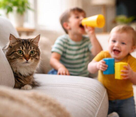 gatto evita i bambini